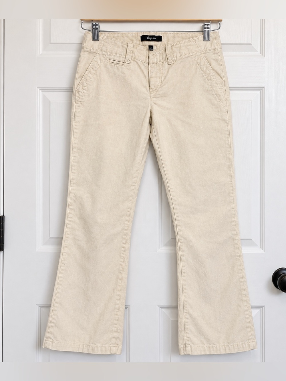 Express Women’s Size 2 Cream Linen Blend Pants Straight Leg Casual